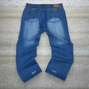 Vintage Skater Wide Leg Jeans Roadblock Dark Wash Baggy Denim Rap Style Y2K